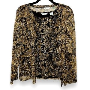 Vintage Laura Ashley Blouse, Gold & Black size large